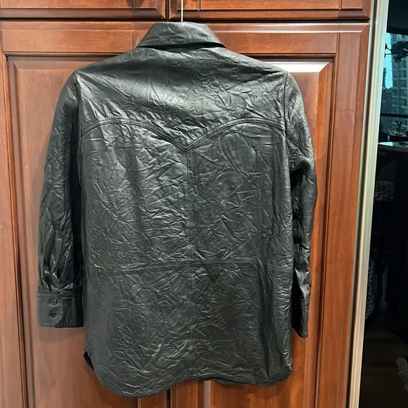 Zadig & Voltaire Leather Crinkled Shirt - Picture 7 of 8